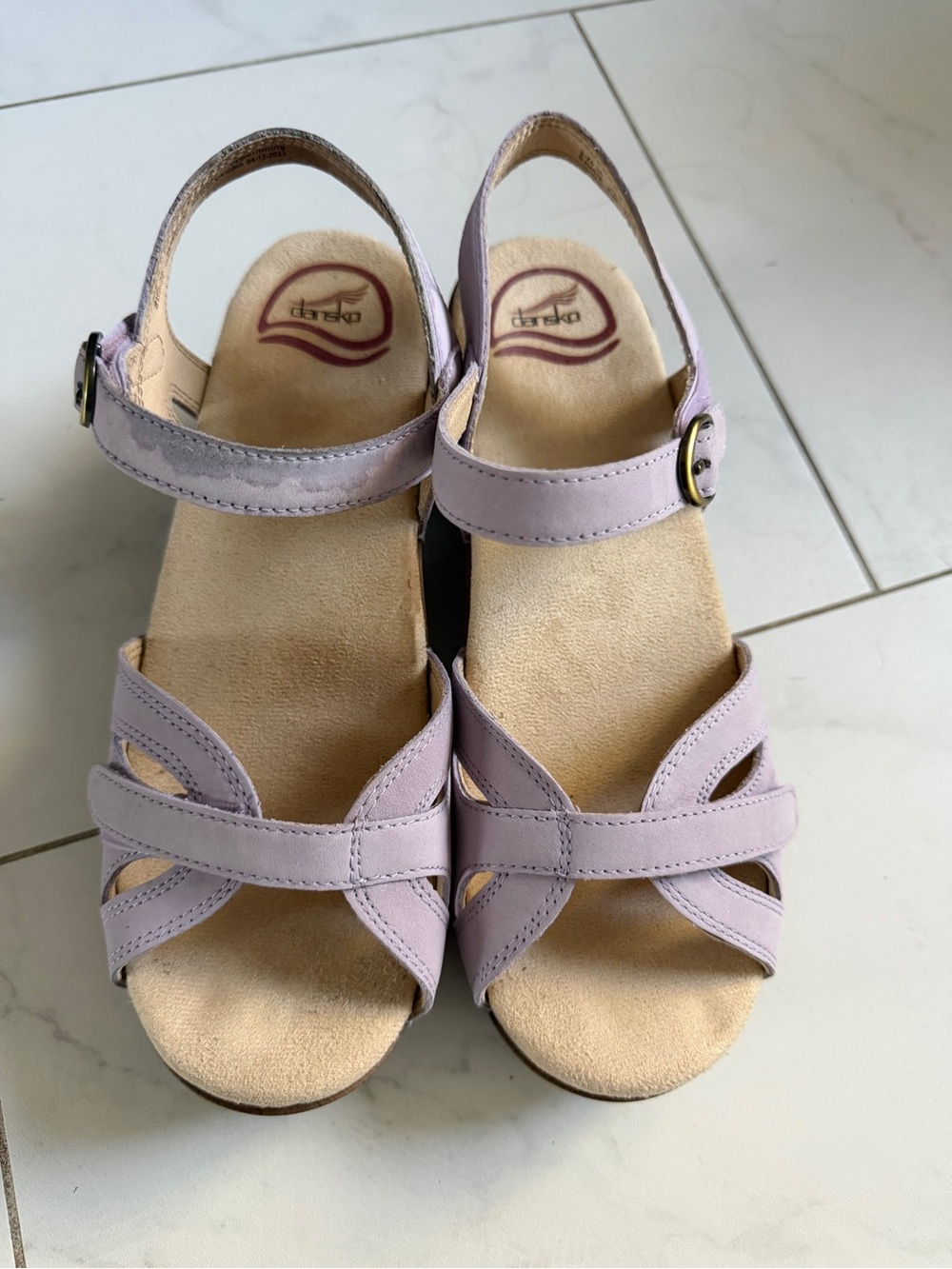 Dansko Lilac purple Leather Strappy Slingback Sandals